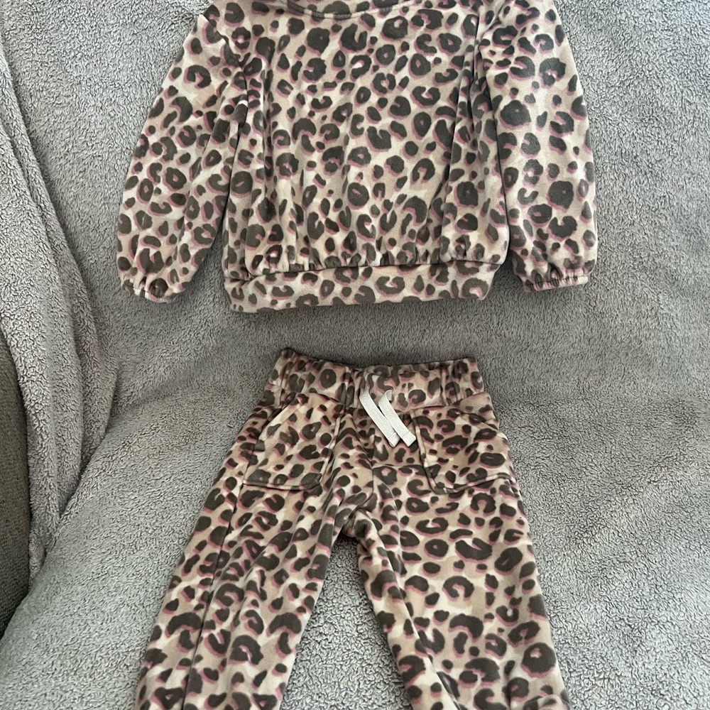 Cat & Jack Pink and Brown Animal Print Fleece Set